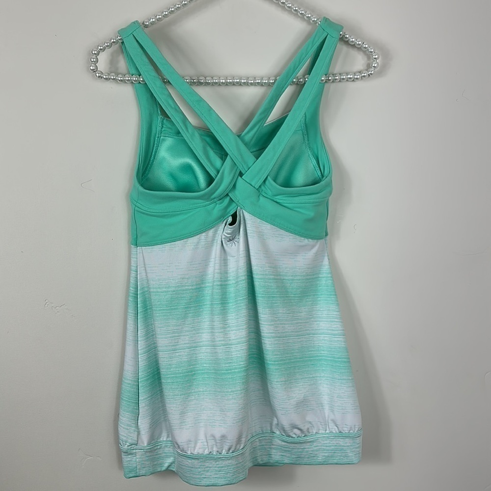 Athlete Green Stripe Built in Sports Bra Stride Crunch Tank Top Small. - Picture 4 of 9